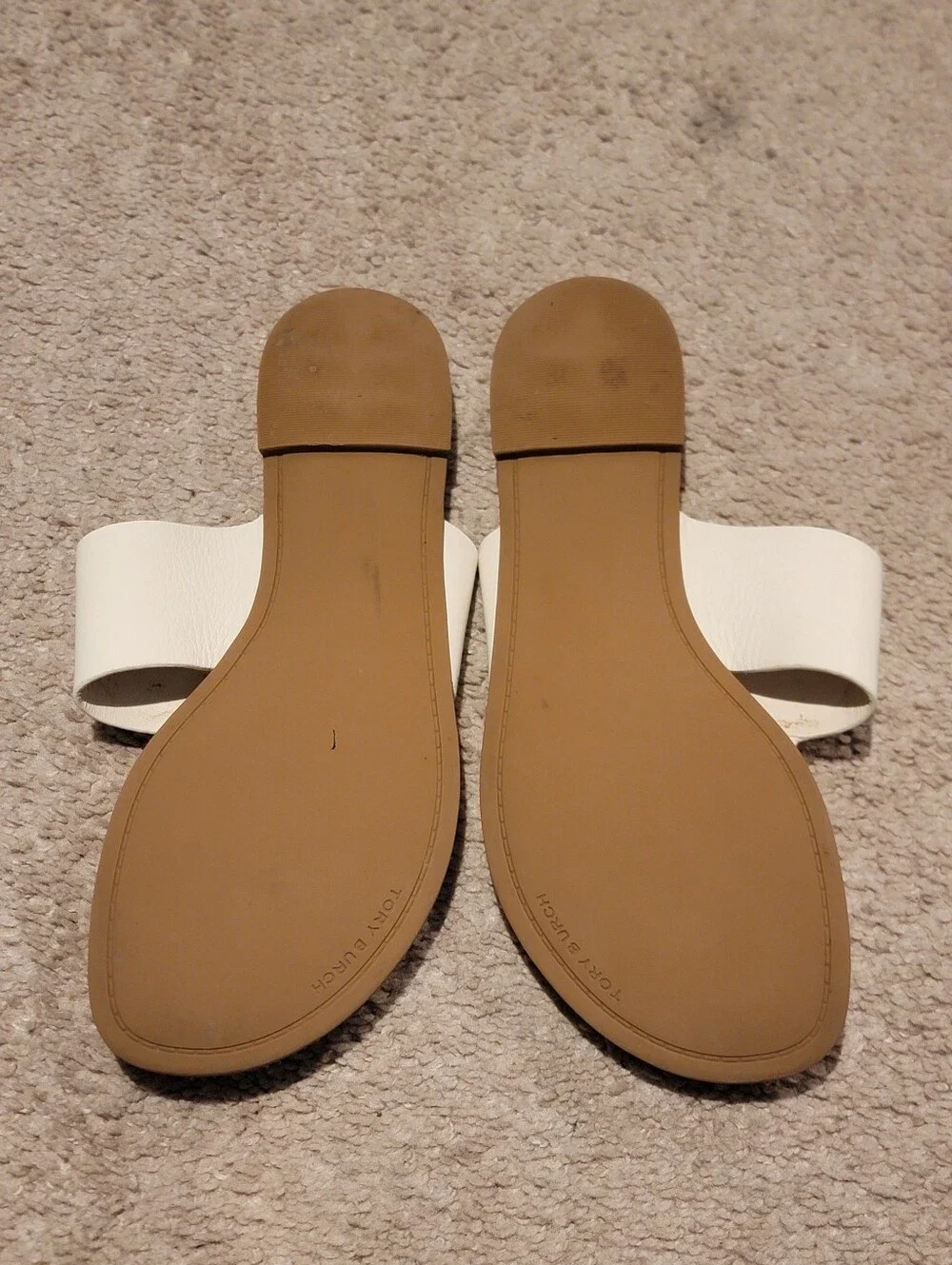 Tory Burch Benton Bands Thong Sandals White/Gold Size 10.5